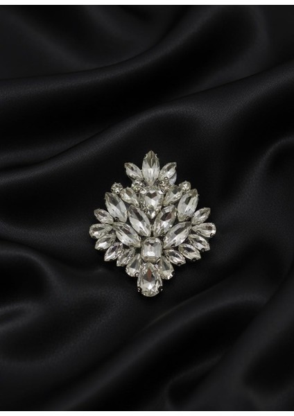 Beyaz Kristal Taşlı Prenses Broş