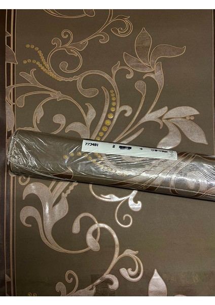 Kahverengi Yaprak Desenli Dokulu Ucuz Duvar Kağıdı 773491 fiyatları