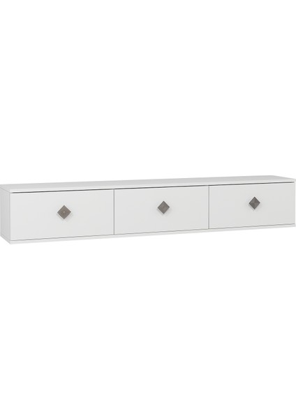 1341TV180-DD Duvara Montaj Tv Sehpası,beyaz-Gümüş