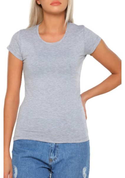 12'li Beyaz Elastan Kısa Kollu Bisiklet Yaka Body 10018