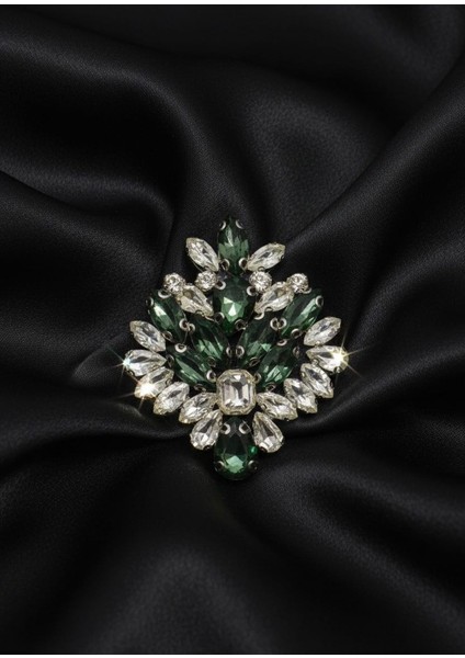 Zümrüt Kristal Taşlı Prenses Broş