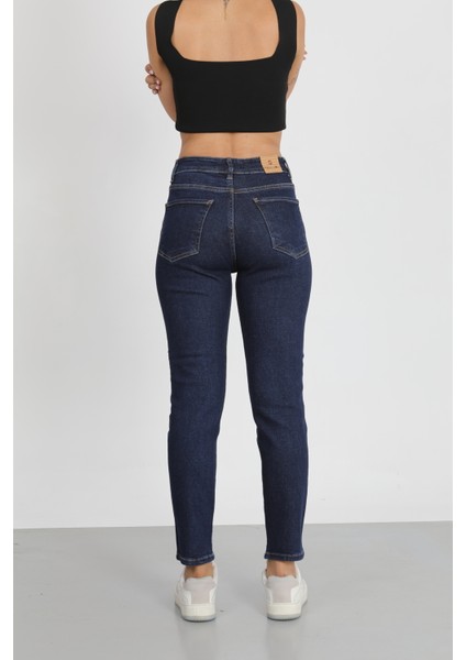 Lacivert Mom Jeans Pantolon modelleri