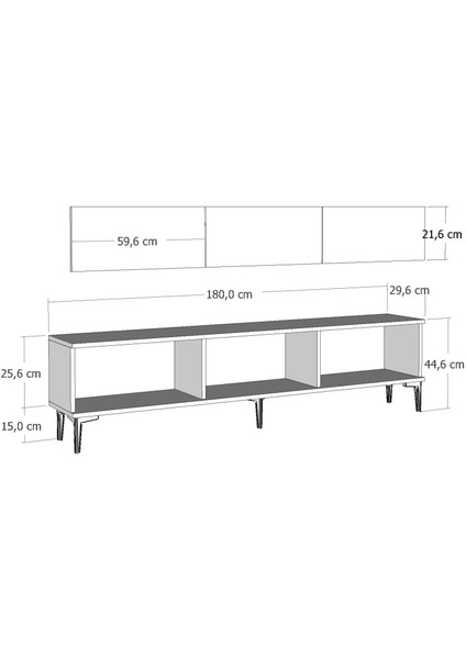 1340TV180-1DD Tv Sehpası Antrasit-Gümüş