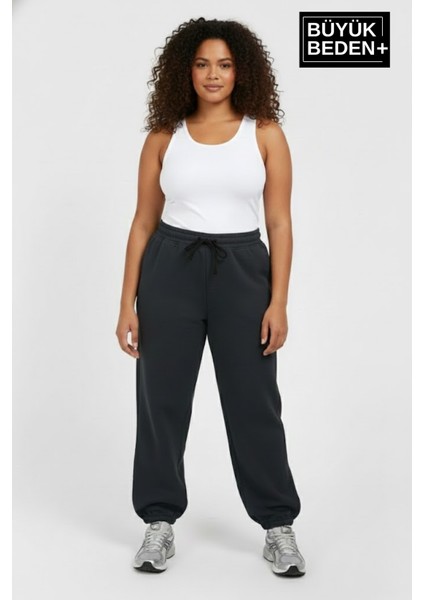 Kadın Büyük Beden Paça Lastikli Iki Iplik Rahat Kalıp Ince Eşofman Altı SPR26BEAK951