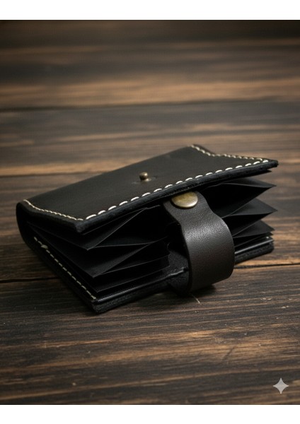 Hakiki Deri Akordiyon Cüzdan Kartlık