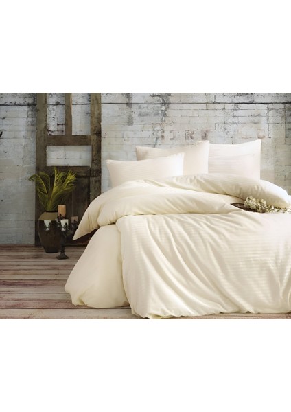 Çizgili Delux Pamuk Saten Çift Kişilik Nevresim Takımı