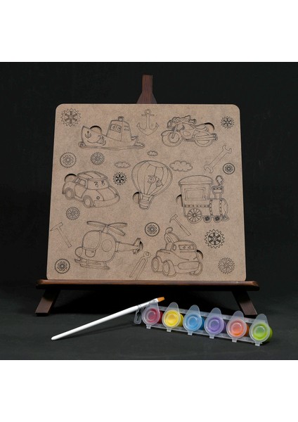 Oyna, Boya, Öğren Ahşap Taşıtlar ve Araçlar Seti