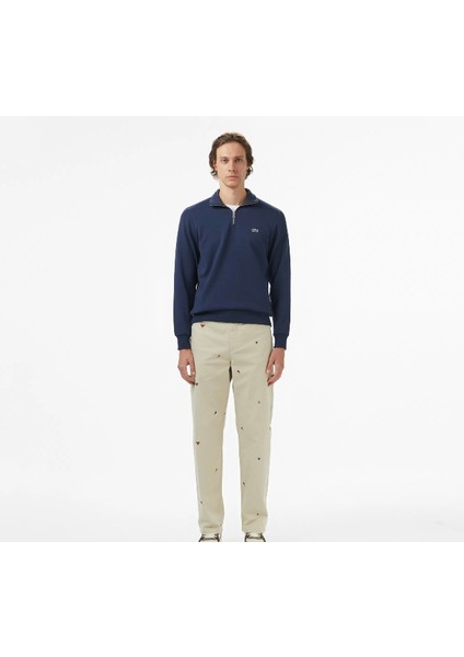 Fermuar Yaka Indigo Regular Fit Uzun Kol