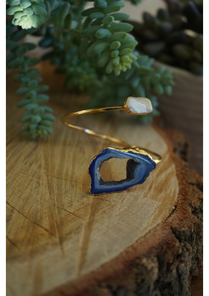 Doğal Taş Akik ve Inci Uclu Ayarlanabilir Helen Bileklik fiyatları