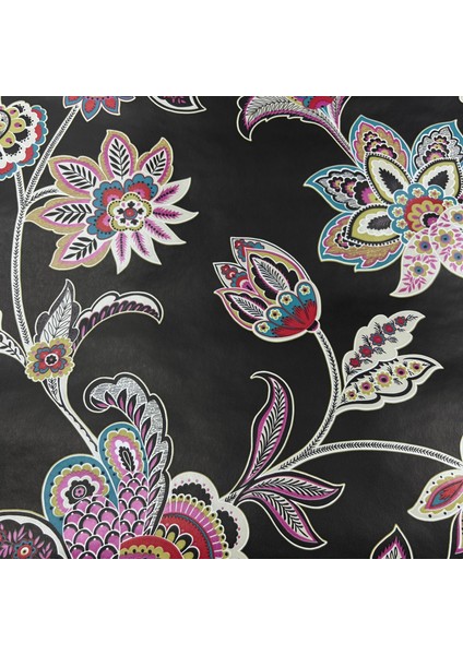 Siyah Çiçek Desenli Duvar Kağıdı 96913