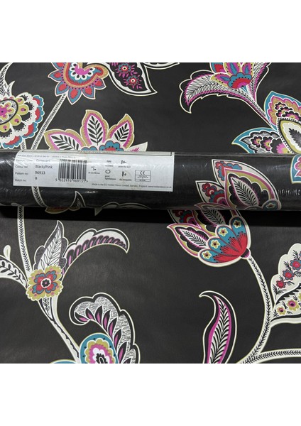 Siyah Çiçek Desenli Duvar Kağıdı 96913 fiyatları