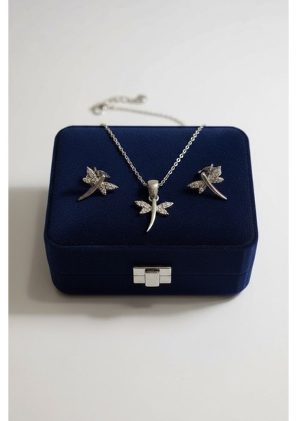 Premium Kutuda 925 Ayar Gümüş Yusufcuk Kuşu Set Kadın fiyatları