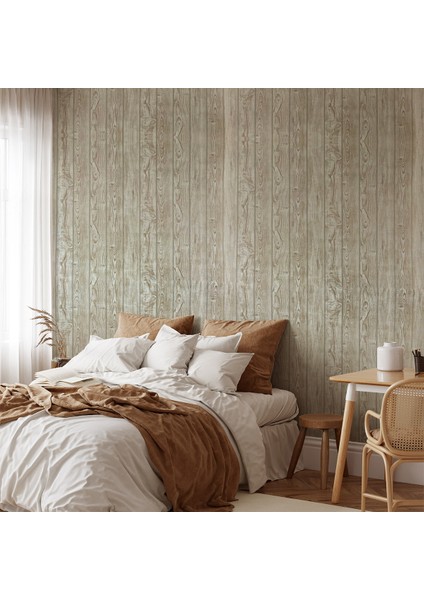 Kahve Açık Ton Ahşap Desen 16 M2 Duvar Kağıdı 390981