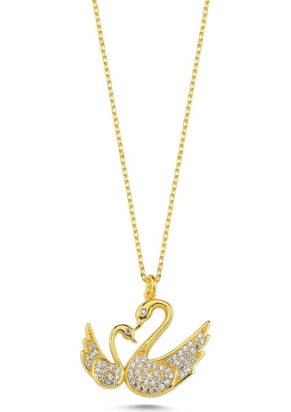 Kuğu Kuşlu Altın Kaplama Kolye KLY13