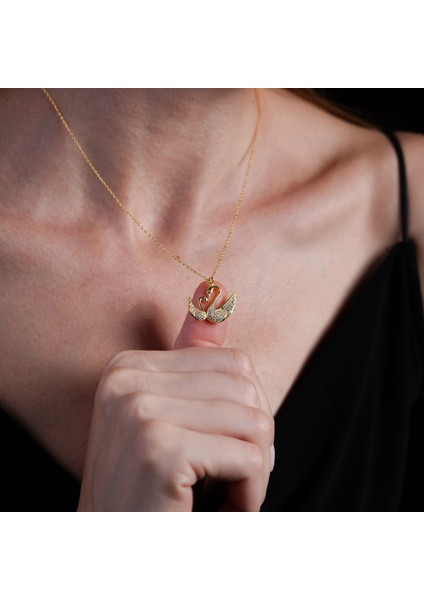 Kuğu Kuşlu Altın Kaplama Kolye KLY13 modelleri