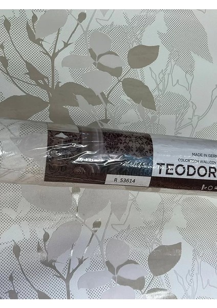 Krem Yaprak Desen Ucuz Duvar Kağıdı 53614
