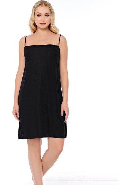 Kadın Elbise Içi Boydan Astar Ince Ayarlanabilir Askılı Düz Kombinezon