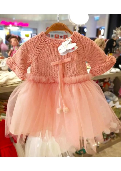 El Örgüsü %100 Pamuk Yeşil Uzun Kol Doğumgünü Elbise Tütü modelleri