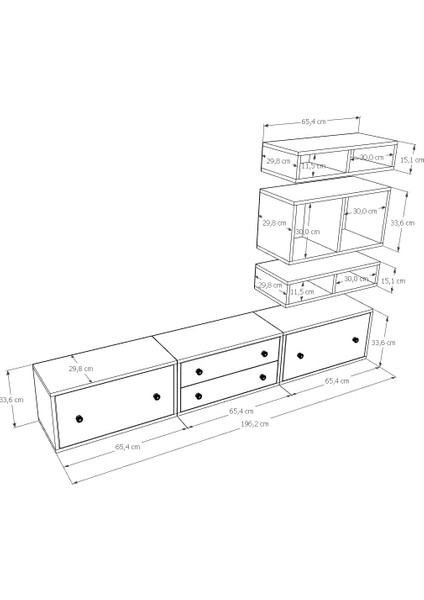 2 Kapak 2 Çekmeceli Minimal Televizyon Konsolu | Çok Bölmeli Modüler Tv Ünitesi KBR-TVT-1009 fırsatları