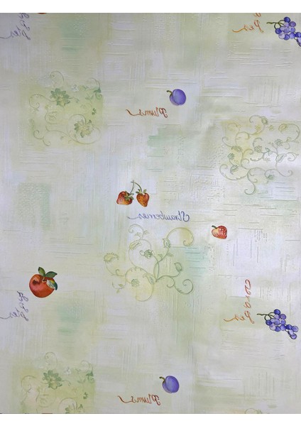 Yeşil Meyve Desenli Dokulu Ucuz Duvar Kağıdı 53113