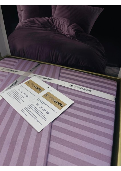 Çizgili Delux Pamuk Saten Çift Kişilik Nevresim Takımı modelleri