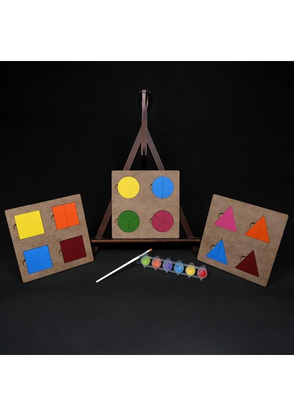 Oyna, Boya, Öğren Ahşap Şekil Bölme ve Tamamlama Seti