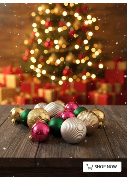 Karma Yılbaşı Topları Gri 6 AD, Gold 6 Ad (5cm) Yeşil 6 AD ,fuşya 6 AD,(4CM)