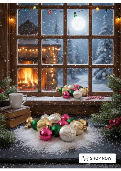 Karma Yılbaşı Topları Gri 6 AD, Gold 6 Ad (5cm) Yeşil 6 AD ,fuşya 6 AD,(4CM) modelleri