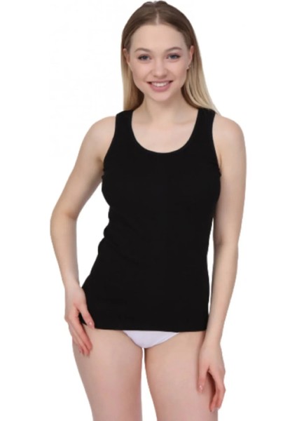 12'li Siyah Ribana Geniş Askılı Atlet 20004