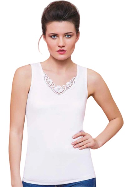 12'li Paket Has Altunkoza Bayan Ribana Güpürlü Geniş Askılı Atlet 10505