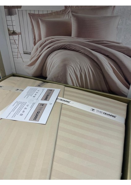 Çizgili Delux Pamuk Saten Çift Kişilik Nevresim Takımı modelleri