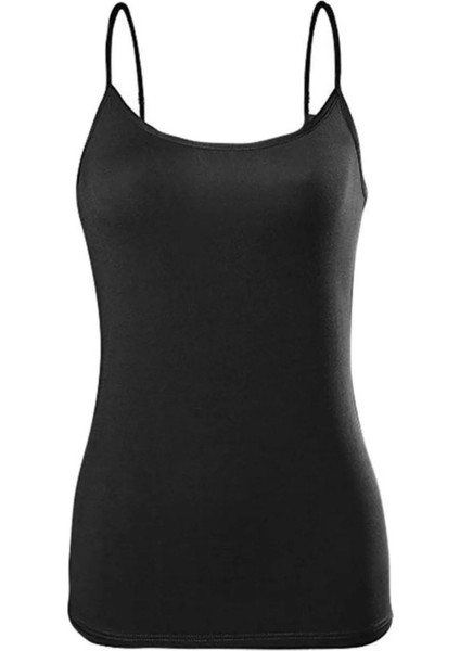 12'li Siyah Ribana Ip Askılı Kadın Atlet 20002