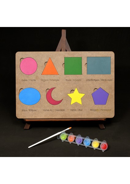 Oyna, Boya, Öğren Ahşap Şekiller Seti
