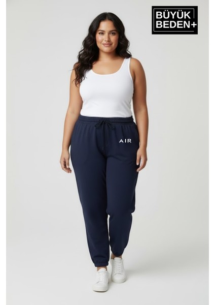 Kadın Büyük Beden Paça Lastikli Rahat Kalıp Ar Baskılı Ince Eşofman Altı SPR26BEAK951-1