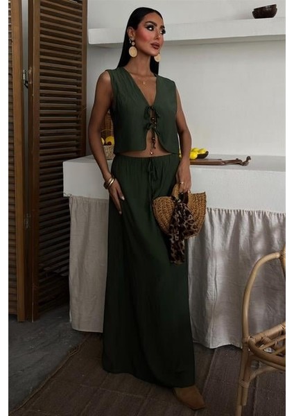 Neon Ticaret Yelek Önden Bağlamalı Uzun Etekli Takım 10192