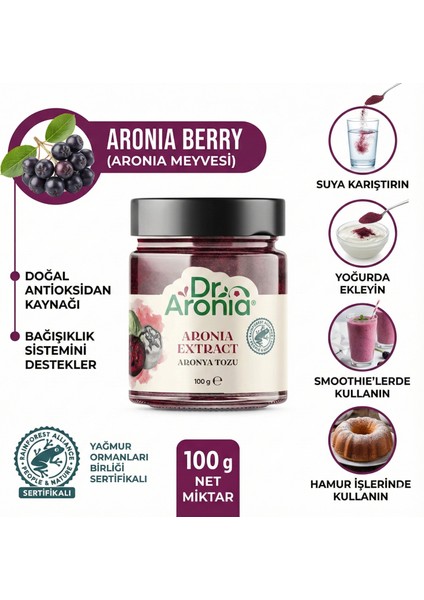 %100 Doğal Aronya Meyvesi Tozu | Yüksek Antioksidan ve Bağışıklık Destekleyici | 100 gr