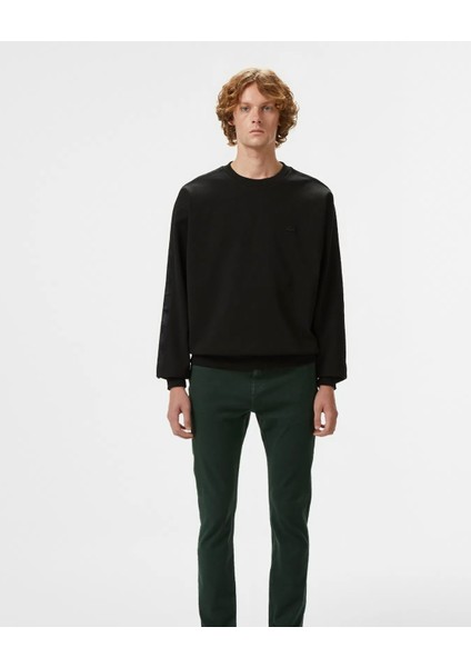 Bisiklet Yaka Regular Fit Uzun Kol Siyah