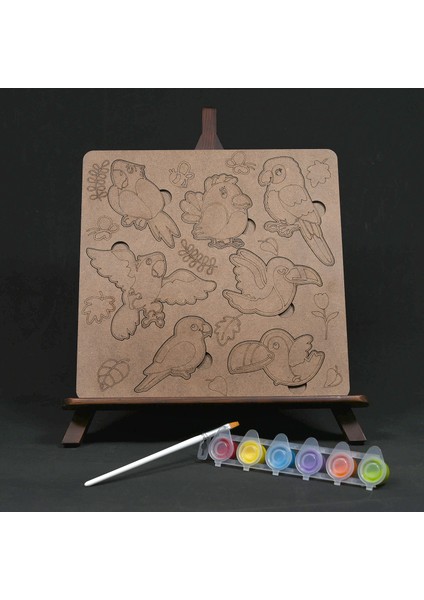 Oyna, Boya, Öğren Ahşap Kuşlar Seti