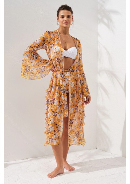 Belden Bağlamalı Elbise Pareo Bloom 231804-D modelleri