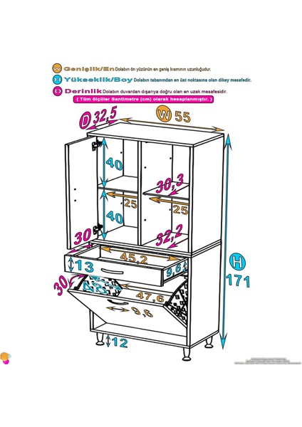 Liora Beyaz Çok Amaçlı Banyo Dolabı 55 cm Genişliğe Sahip 55X171X32,5 cm Tek Sepetli 2 Raflı Dolap fiyatları