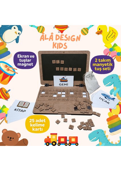 Minik Yazar Ahşap Laptop Yazı Oyunu fiyatları