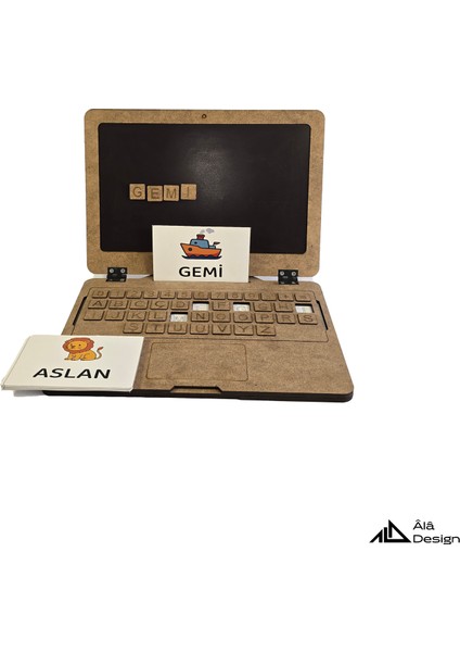 Minik Yazar Ahşap Laptop Yazı Oyunu modelleri