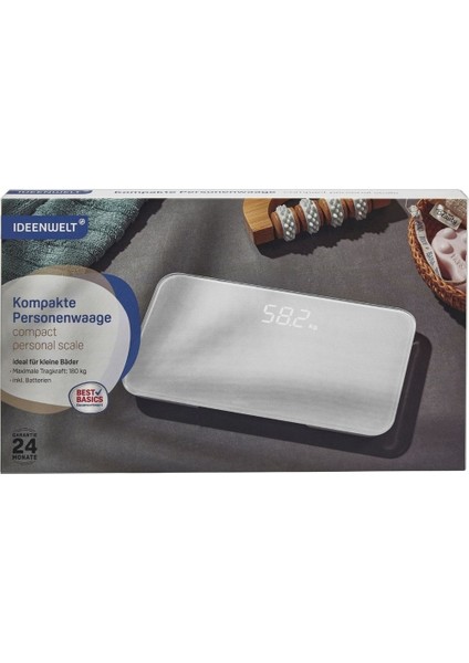 Kompakt Dijital Baskül – 180 kg Kapasiteli LED Ekranlı Banyo Tartısı