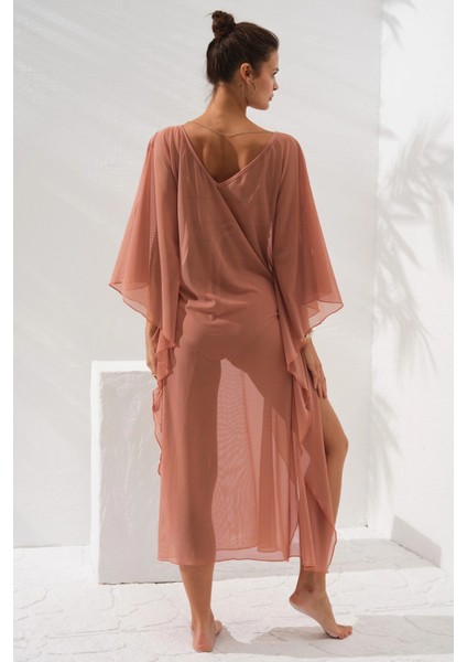 V Yaka Elbise Pareo Bronz 231803 fiyatları