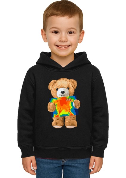 Unisex Ayıcık Bear Baskılı Çocuk Kapşonlu Swaetshirt 3 Iplik Şardonlu fiyatları