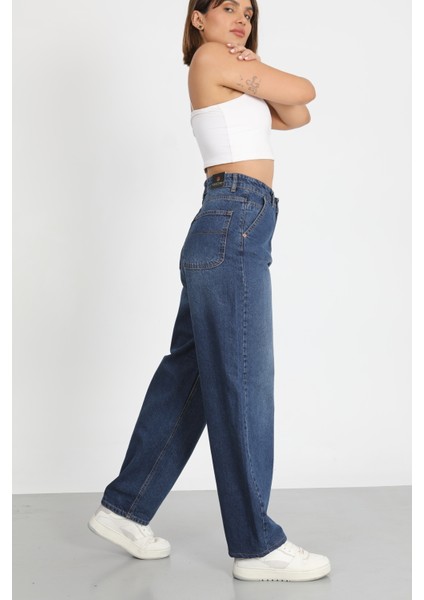 Lacivert Palazzo Pantolon