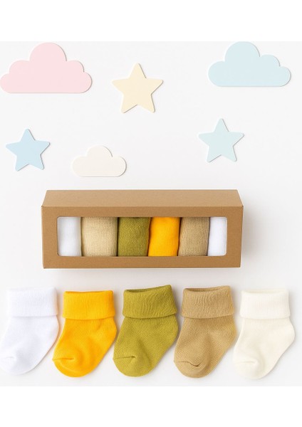 Kız Erkek Bebek Kutulu Lüx 6 Lı Çorap Seti Hediyelik