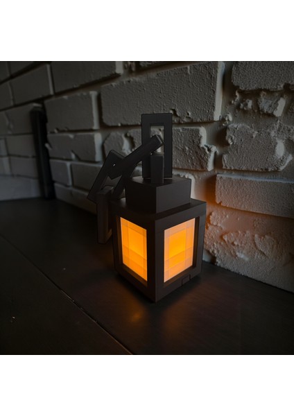 Minecraft Işık Feneri | LED Mum Dahil | Dekoratif Askılı Masaüstü Lamba | Minecraft Fener