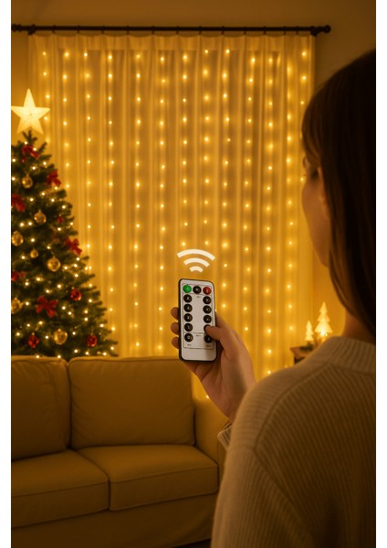 Uzaktan Kumandalı Perde LED Işık | 300 LED | 8 Fonksiyon | 10 Sarkıt | 3x3 Metre fiyatları