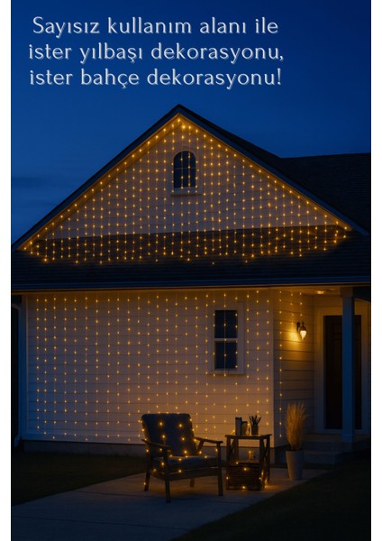 Uzaktan Kumandalı Perde LED Işık | 300 LED | 8 Fonksiyon | 10 Sarkıt | 3x3 Metre